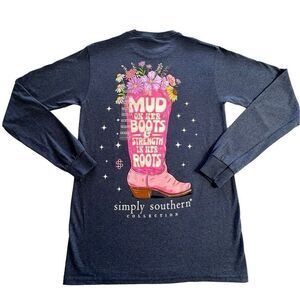 SIMPLY SOUTHERN SMALL “MUD ON HER BOOTS & STRENGTH IN HER BOOTS” LONG Sleeve Shi